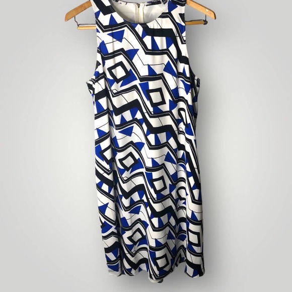 Apt. 9 Dresses & Skirts - Linear Geometric sleeveless sheath dress in white, black & blue, Large